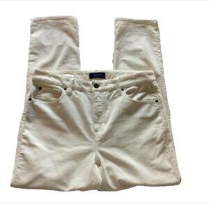 Talbots Women Petites 8P Corduroy Pants Jeans Off White Straight Leg High Rise